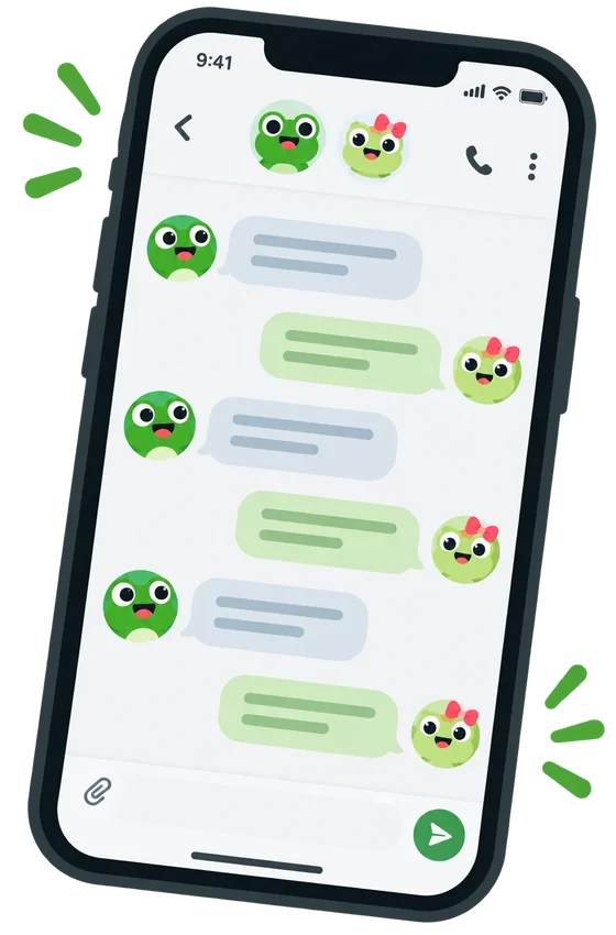 メッセージの会話が表示された iPhone